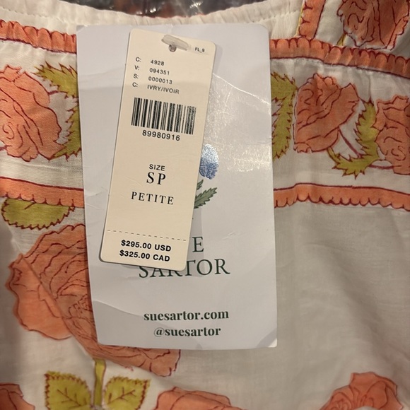 ***Anthropologie NWT Sue Sartor Tie-Shoulder Sundress size XSP. - Picture 2 of 11